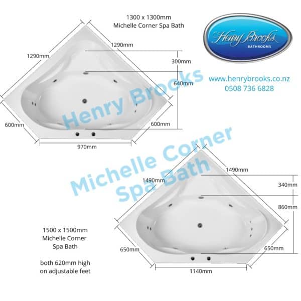 Michelle cnr Spa Bath dimensions Henry-Brooks