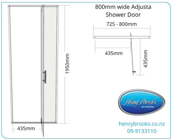 Shower door dimensions 725-800mm henry brooks