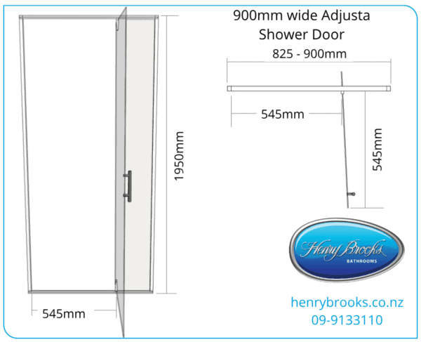Shower door dimensions 825-900mm henry brooks