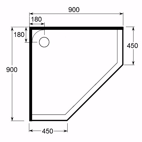 Pentagon 45 Deg Shower trays