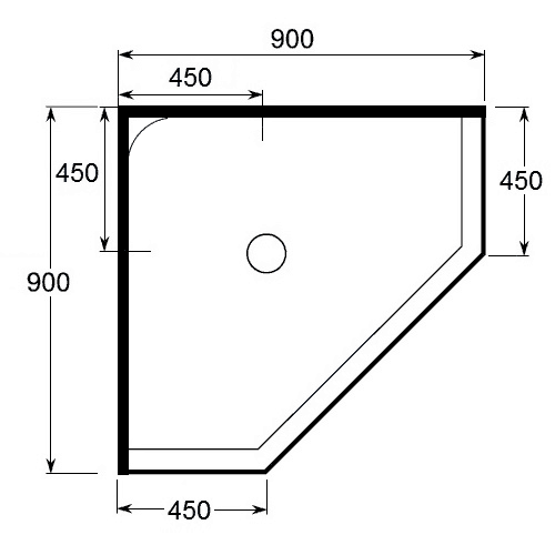 Pentagon 45 Deg Shower trays