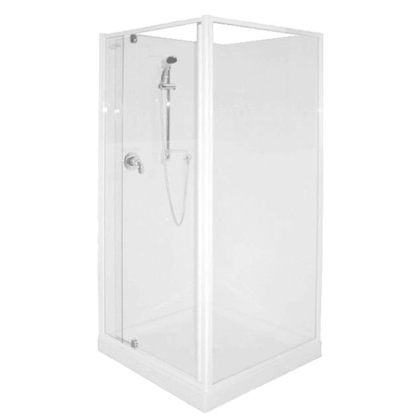 900 x 900 corner sq shower white frame