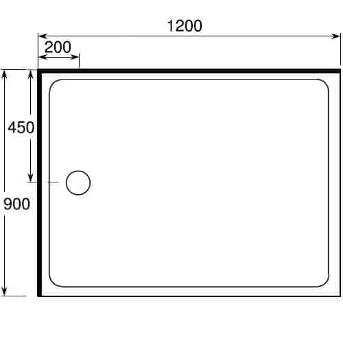 Shower Tray 1200 x 900 Left waste