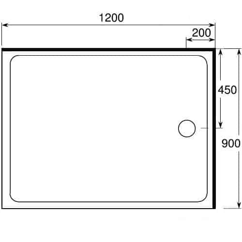 Shower Tray 1200 x 900 Right waste