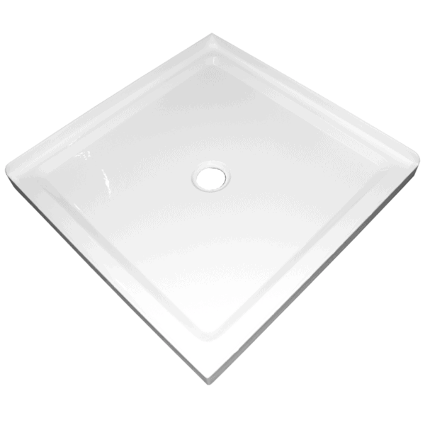 900mm x 900mm 2 sided corner shower tray center waste 50mm step Henry Brooks