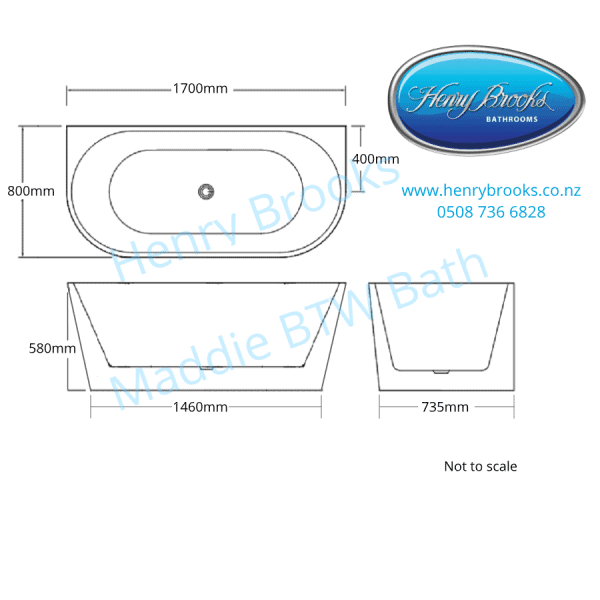 Maddie btw 1700 bath dimensions Henry Brooks