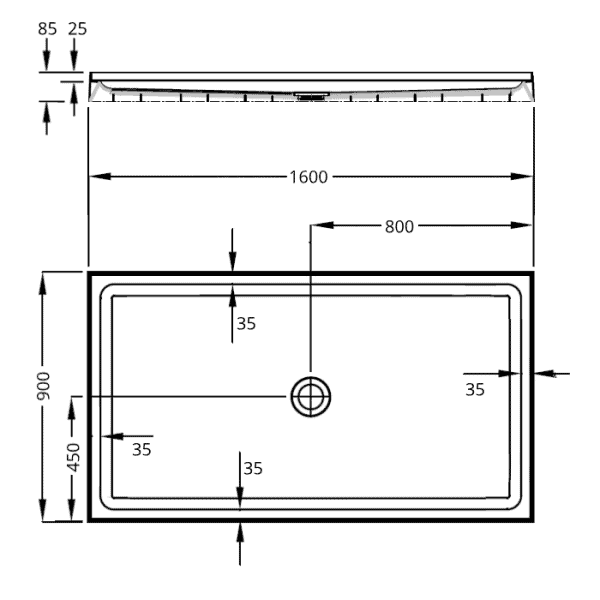 1600 x 900 4 lip Urban tray dimensions