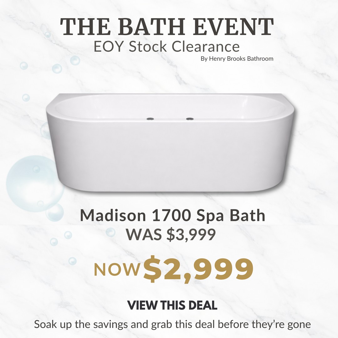 Madison Back to Wall Spa Bath - Bathroom Clearance