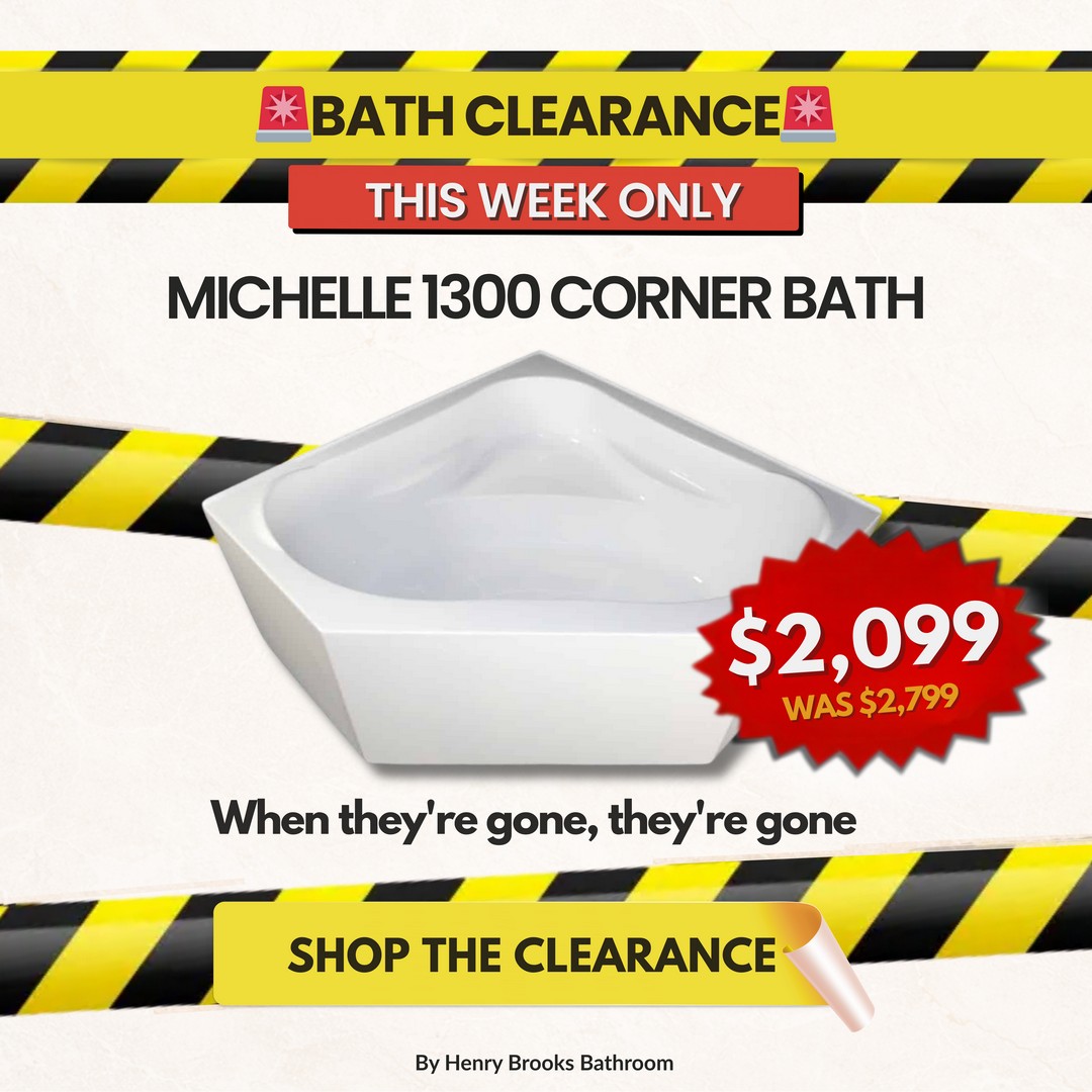 Michelle Corner Bath 1300mm - bathroom Clearance