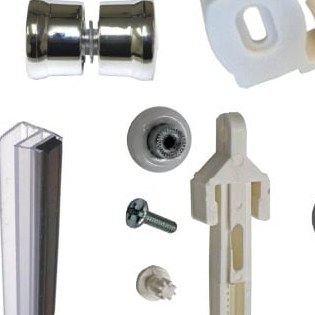 Shower door rollers, pivots and seals